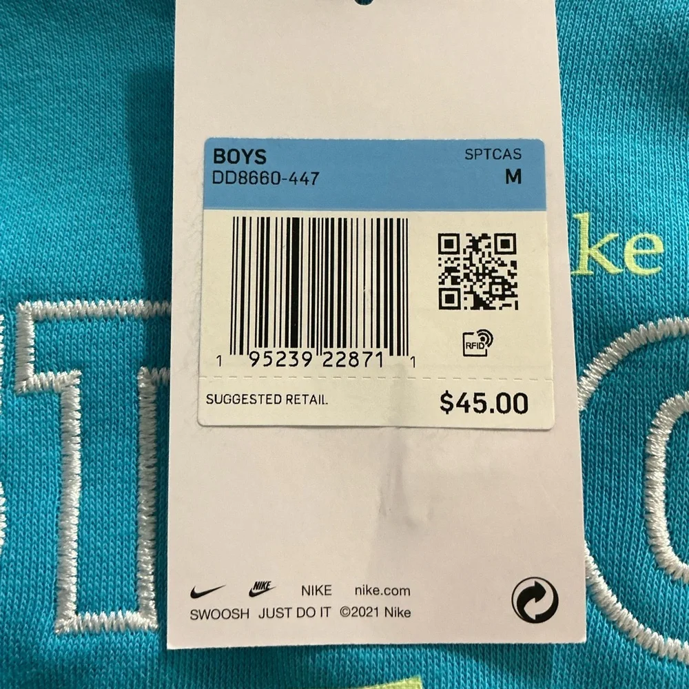 Nike Kids‎ Teal Hoodie - Just Do It size M